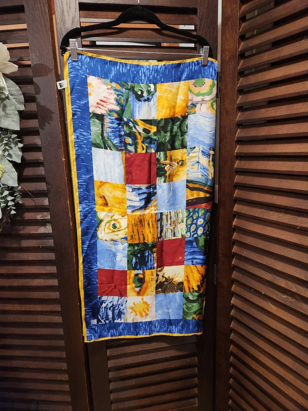 Colorblock Silk Scarf in Blue, Yellow & Red